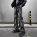 Men's Washed Tie Dye Flared Jeans Vibe Brand American Style Retro Zippered Straight Leg Trousers Cool Heavy Duty Niche_mkmklike.com