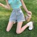 Women's Clothing Niche Design Cuffed Denim Shorts For Women Summer High Waist Loose Slimming Small All Match Wide Leg Hot Pants_mkmklike.com