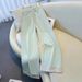 Women's Clothing Light Green Stitching Straight Jeans For WomenSummer New High Waist Loose Slimming Short Nine Point Pants_mkmklike.com