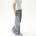 Men's Clothing Vintage Embroidered Floral Jeans For Women - Loose Fit Wide Leg Straight Denim Pants - Summer Casual Boho Chic Trousers_mkmklike.com