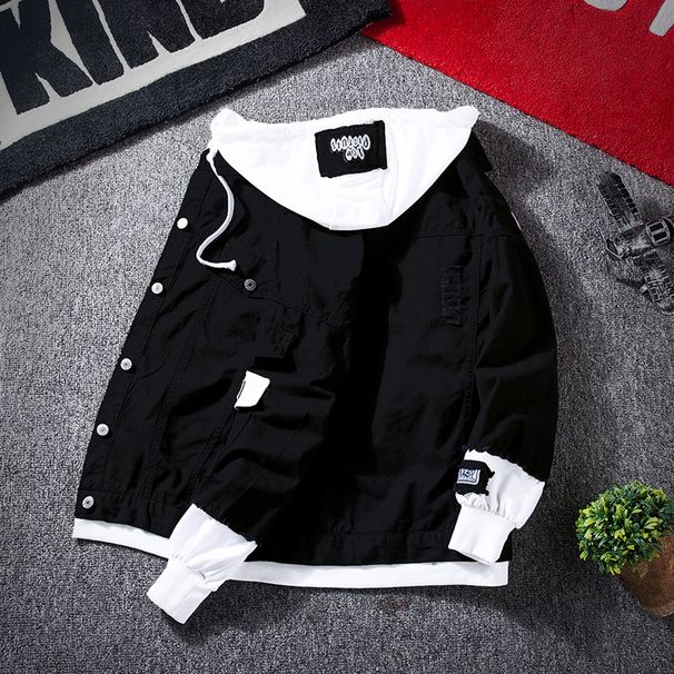 Hooded Denim For Men, Korean Trendy Casual Versatile Top, Spring And Autumn Style Couple Vacation Two-Piece Jacket_mkmklike.com