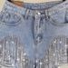 K New Women's Shorts With Holes, Tassels, Chains, Pearls, Sexy Women's Denim Shorts_mkmklike.com