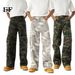 EF JEANS | 2025 New American Camouflage Hip-hop Overalls Big Pockets Loose Straight Casual Pants Washed_mkmklike.com