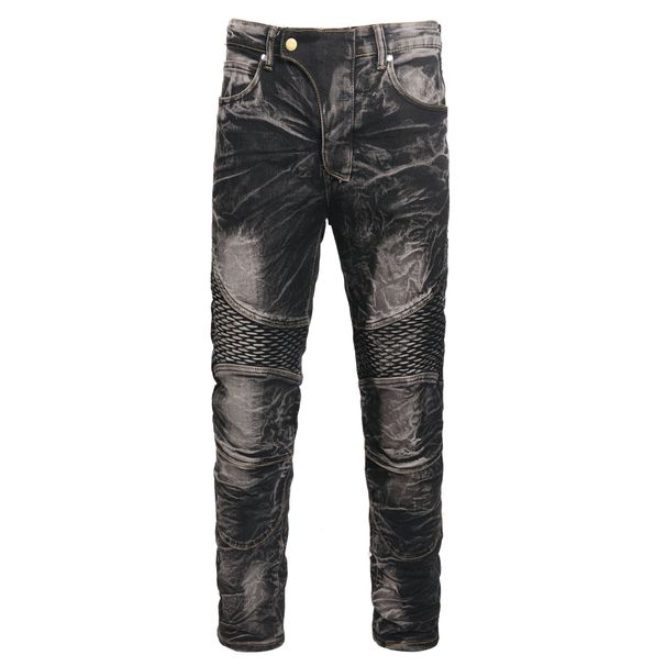 Men’s Vintage Washed Denim Jeans – Straight Leg Retro Motorcycle Style (Black, Sizes 28-42) | Distressed & Mid-Stretch For Comfort_mkmklike.com