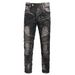 Men’s Vintage Washed Denim Jeans – Straight Leg Retro Motorcycle Style (Black, Sizes 28-42) | Distressed & Mid-Stretch For Comfort_mkmklike.com
