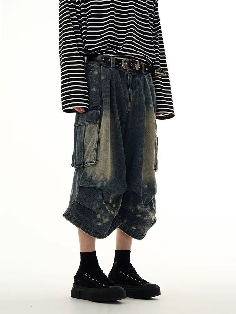 Men's Clothing Trendy Summer Jeans Hip Hop High Street Style Personalized Letter Cool Trousers_mkmklike.com