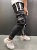 European And American Stretch Men's Jeans, Trendy Knee Hole Zipper Skinny Trousers_mkmklike.com