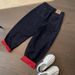 Men's Clothing Vintage Washed Distressed Denim Jeans For Men - Korean Style Relaxed Fit Straight Leg With Color Blocking & Turn-up Hem_mkmklike.com