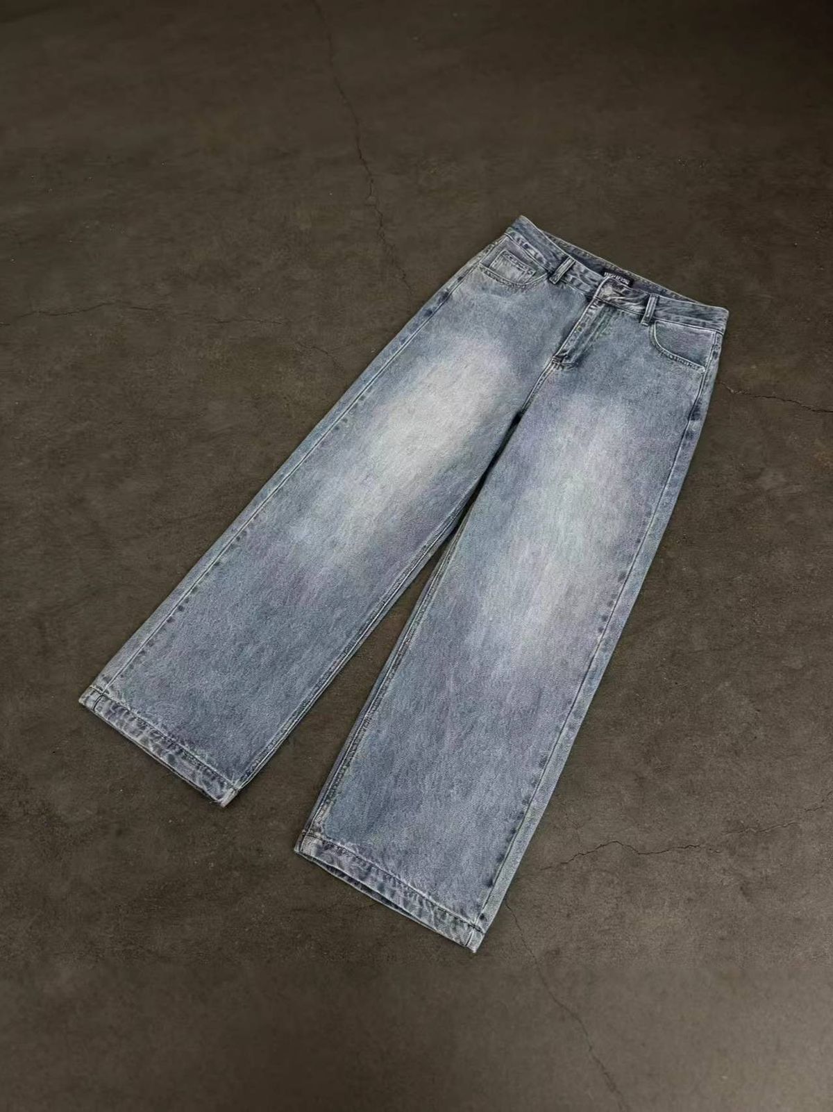 Men's Clothing 2026 Spring New American Retro Washed Whiskered Distressed Straight Leg Jeans Trendy Pants_mkmklike.com