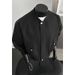 Black Padded Shoulder Boxy Short For Men, Spring Cleanfit High Street Flight Worker Style American Jacket_mkmklike.com