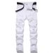 Men's Slim Fit Ripped Jeans - Trendy White Distressed Skinny Denim Pants For Casual & Streetwear_mkmklike.com
