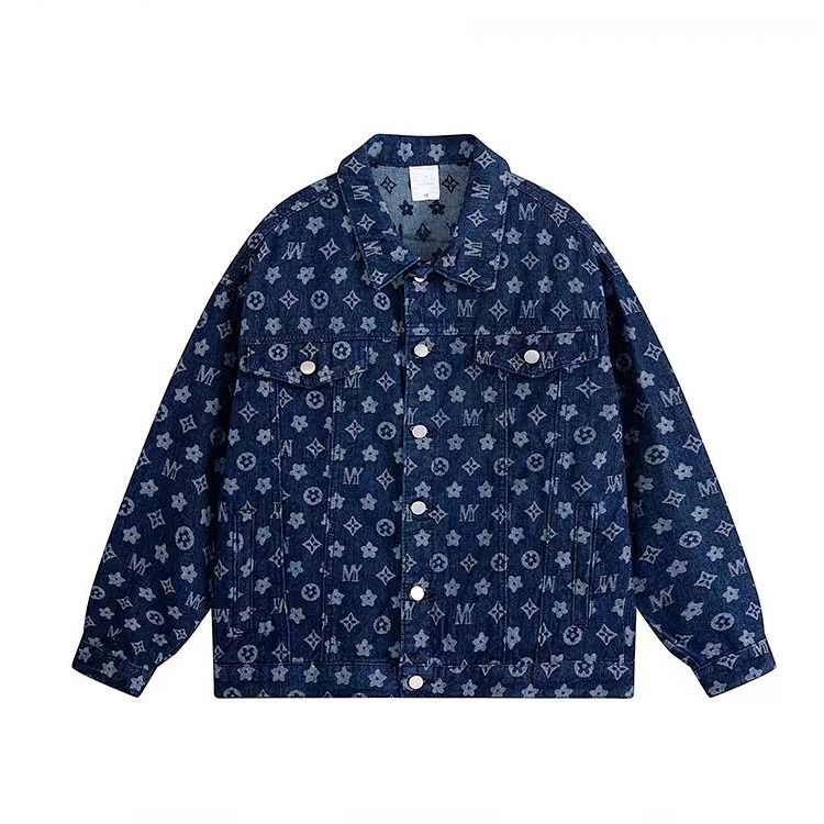 Women's Clothing New Jacquard Full Print Denim Jacket Fashion Brand Loose Casual Handsome All match Jacket_mkmklike.com