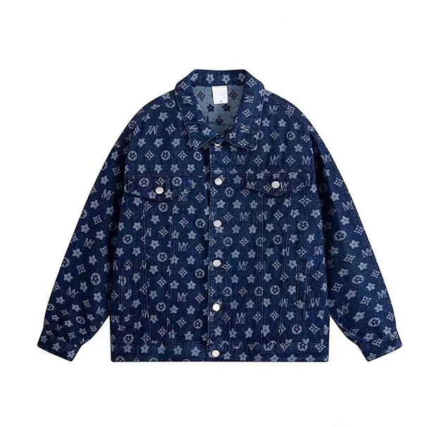 Women's Clothing New Jacquard Full Print Denim Jacket Fashion Brand Loose Casual Handsome All match Jacket_mkmklike.com