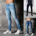 Men's Slim Fit Stretch Jeans – Classic Solid Color Skinny Denim Pants (S-3XL, Dark Blue/Light Blue/Black)_mkmklike.com