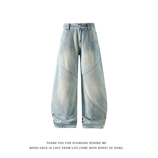 Men's Straight Leg Distressed Jeans - Classic Blue Denim Casual Pants For Everyday Wear_mkmklike.com