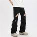Nordmann Ripped Jeans Men American High Street Design Sense Personality Frayed Summer Loose Straight Trendy Brand Casual Long_mkmklike.com