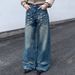 Unisex Heavy-Duty Studded Jeans – Retro Patchwork Design With Loose Straight Fit For Men & Women (S-3XL, Distressed Blue Wash)_mkmklike.com