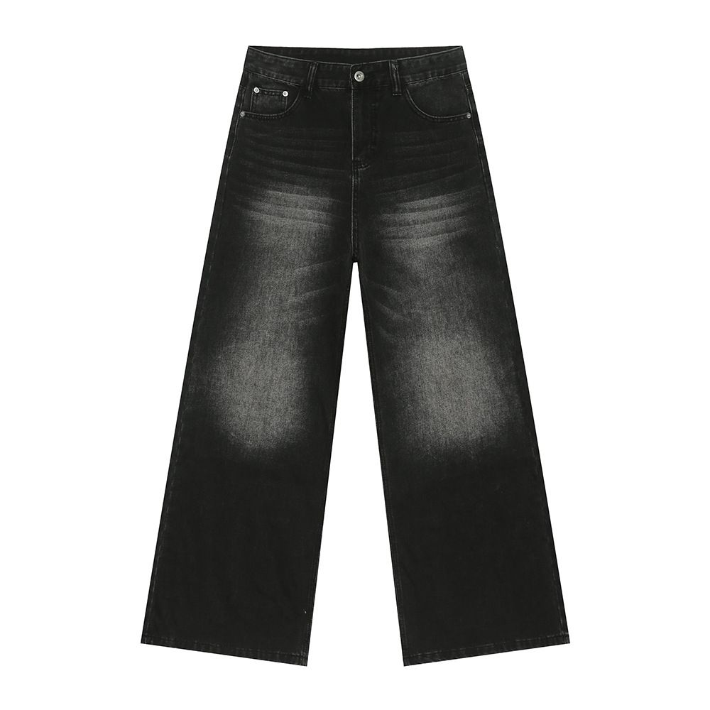MTLCLOTHES Men's | Autumn New Product Korean Edition Multi Color Distressed White Wide Straight Leg Jeans Trend_mkmklike.com