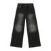 New Product, Retro Multi-color Old Polished White Wide-leg Straight Jeans_mkmklike.com