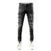 BOY BOY Autumn Winter Trendy Brand Men's Slim Fit Skinny Stretch Thick Black Jeans Patchwork Ripped Patches European American_mkmklike.com