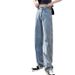 American-style Loose-fitting Wide-leg Jeans For Women, High-waisted, Height-enhancing, Slimming, Floor-length Jeans,_mkmklike.com