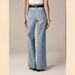Women's Clothing Denim Trousers Trousers High Waist Elastic Wide Leg Trousers Straight Trousers New_mkmklike.com