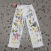 Men's Clothing Graffiti Straight Loose Casual Trousers High Street Style Distressed Paint Splatter Straight Leg Loose Fit Denim Jeans For Casual Wear_mkmklike.com