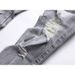 Men's Clothing Gray Distressed Embroidered Jeans, Trendy Stretch Slim Fit, American High Street Style Trousers_mkmklike.com