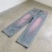 Men’s Vintage Washed Denim Jeans – Classic Straight Fit With Whisker & Distressed Details (S-3XL, Polyester Blend, Streetwear Essential)_mkmklike.com