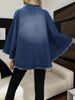 K Women's Denim Jacket With Fashionable Loose Collar And Bat Sleeve Jacket_mkmklike.com