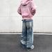 "Men's Vintage Washed Distressed Patchwork Jeans – Straight Leg & Relaxed Fit | Retro Streetwear Denim Pants | 90s Grunge Style"_mkmklike.com