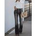 European And American Cross-border 2023 Spring-summer New Style Vintage Slim-fit Multi-button High-waisted Flared Washed_mkmklike.com