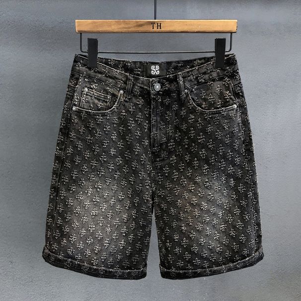 Men's Street Style Denim Shorts 2025 Slimming Straight Leg mid Length Retro Five Point Summer Jeans Softener Machine Washable_mkmklike.com