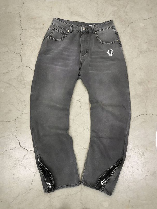 Men's US Map Embroidered Relaxed Fit Jeans - Heavyweight Denim Pants With 3D Embroidery, Streetwear Trousers_mkmklike.com