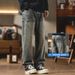 Men's Retro Blue Straight Leg Jeans Loose Fit Wide Leg Casual Long Pants Trendy Spring Autumn Style_mkmklike.com