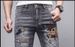 Men's Embroidered Denim Shorts Trendy Loose Straight Leg Casual Distressed Five Point Pants Mid Length Thin Summer Wear_mkmklike.com