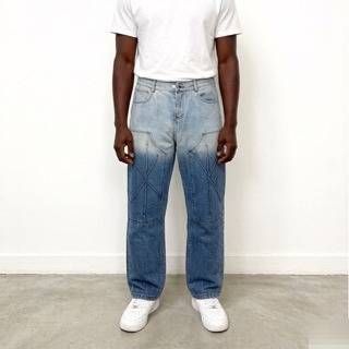 Men's Vintage Washed Light Blue Distressed Denim Jeans - Relaxed Fit Straight Leg High Street Casual Pants For Men_mkmklike.com