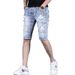 Men's Ripped Denim Shorts Cropped Jeans Printed Breeches Summer Style Trendy Brand Casual High Waist Mid Rise Shorts_mkmklike.com