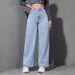 Slimming Black Washed Straight Leg Jeans Wide Leg Pants for Women European American Style Loose Fitting Height Enhancing_mkmklike.com