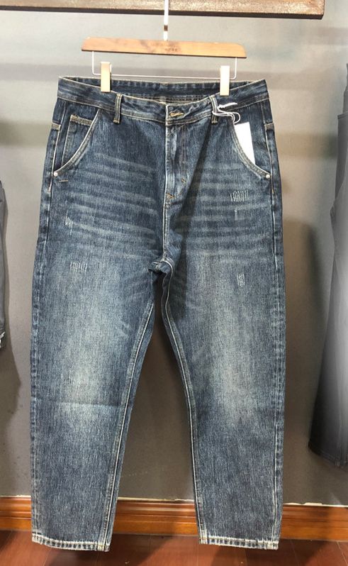 Men's Clothing Retro Street Trend Large Size Jeans For Men, Loose Slimming Straight Casual Distressed Jeans_mkmklike.com