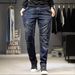 Men's Distressed Denim Jeans | Stretch Comfort Slim Fit With Patchwork Details | Vintage Blue Casual Pants_mkmklike.com