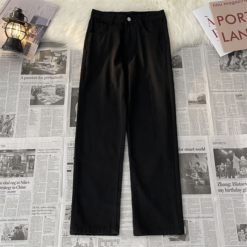 Men's Casual Jeans Loose Fit Straight Leg Mid Waist High Street Style Retro Fashion Blue Black Gray Light Blue Cotton_mkmklike.com