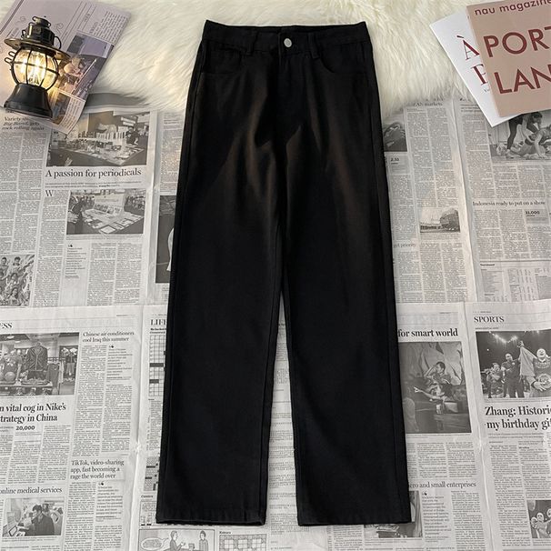 Men's Casual Jeans Loose Fit Straight Leg Mid Waist High Street Style Retro Fashion Blue Black Gray Light Blue Cotton_mkmklike.com