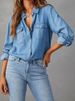 K Denim Shirt Casual Lapel Single Breasted Women's Long Sleeved Denim_mkmklike.com