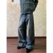 Men's Retro Washed Distressed Straight Leg Jeans Clean Fit High End Loose Versatile Pants_mkmklike.com