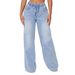 Plus Size High-Waisted Straight Leg Jeans – Classic Blue Relaxed Fit Denim Pants For Women (Wide-Leg Comfort Stretch Trousers)_mkmklike.com