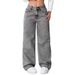 Women's Casual Straight Leg Wide Leg Solid Color Jeans Autumn Fashion Relaxed Everyday Wear Comfortable Feshion_mkmklike.com