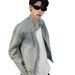 Loom European American High Street Vibe Washed Zipper Denim For Men, Cool And High-End Vintage Workwear Jacket_mkmklike.com