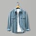 "Men's Oversized Denim Shirt Jacket -Inspired Distressed Wash, Thickened Cotton Blend, Relaxed Fit For Streetwear & Layering"_mkmklike.com