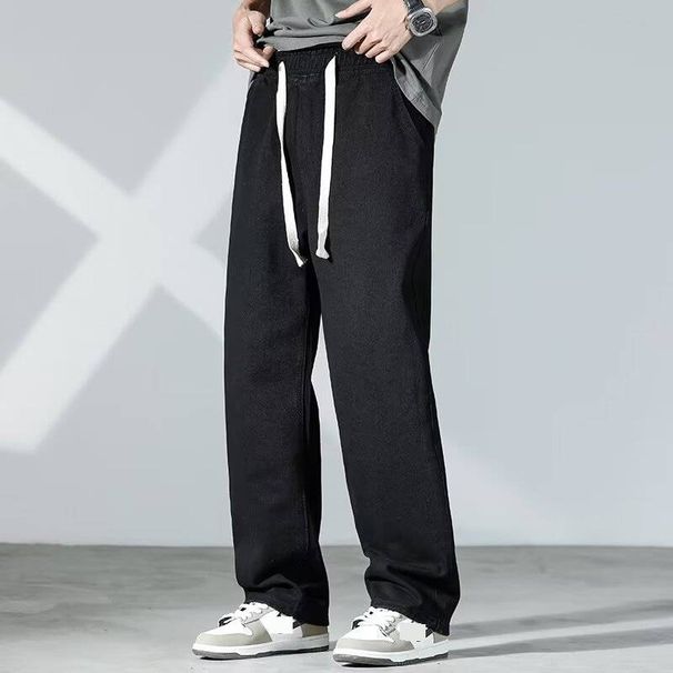 Men's Clothing Summer Thin Straight Leg Jeans Retro Distressed Washed Casual Dad Pants Loose Wide Leg_mkmklike.com